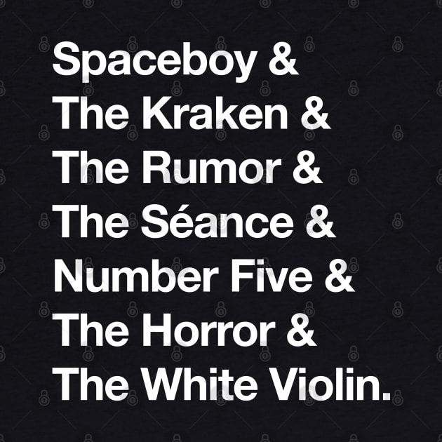 The Umbrella Academy Character Names Version 2 - White by viking_elf